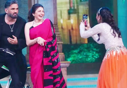 Varsha and Srirang surprised guest Bhagyashree as well as judges Madhuri Dixit Nene and Sunil Shetty