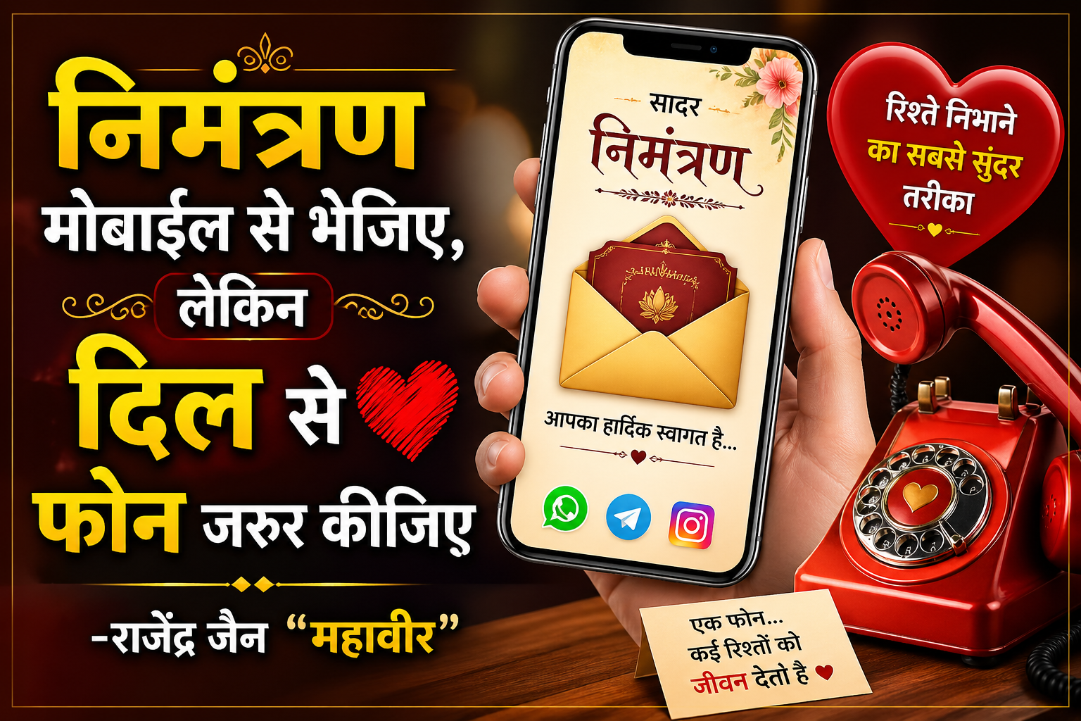विवाह एवं अन्य समारोह के निमंत्रण : अब बाइक से नहीं, मोबाइल से भेजिए — फोन कॉल जरूर कीजिए